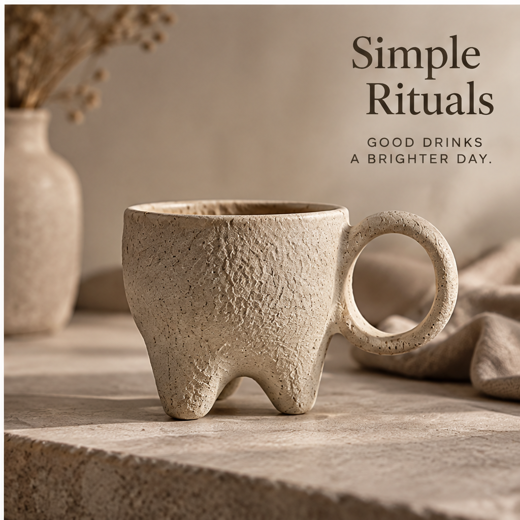 FEASTORI Earth Tripod Ring-Handle Tea Cup