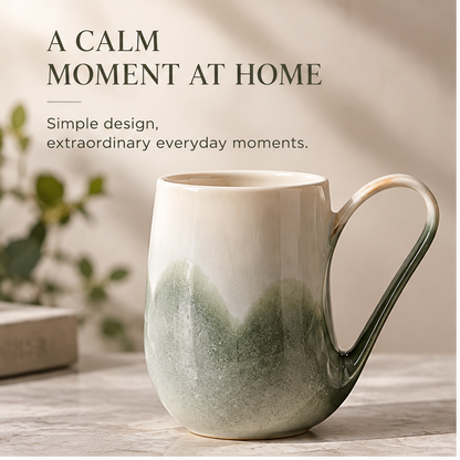 FEASTORI Moss Green Arc-Handle Coffee Mug