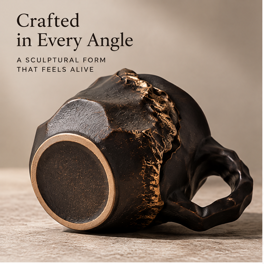 FEASTORI Black Gold-Veins Faceted Art Mug