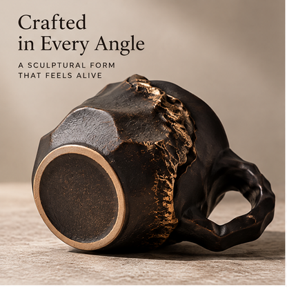 FEASTORI Black Gold-Veins Faceted Art Mug