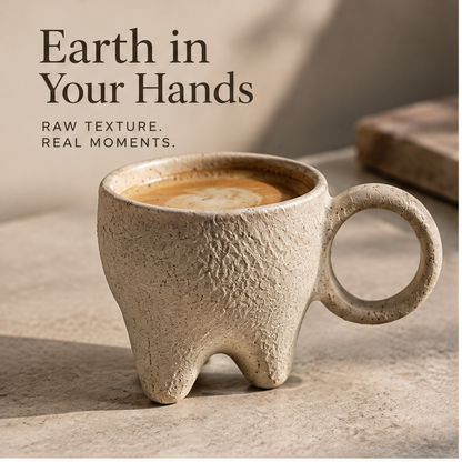 FEASTORI Earth Tripod Ring-Handle Tea Cup