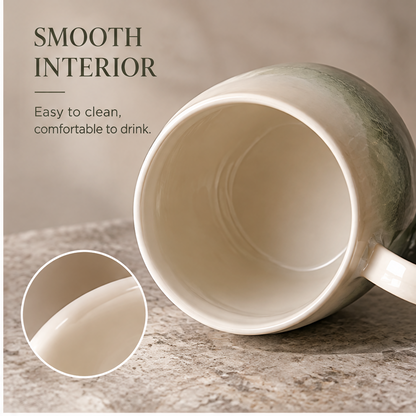FEASTORI Moss Green Arc-Handle Coffee Mug