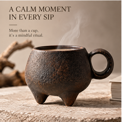 FEASTORI Umber Tripod Ring-Handle Art Mug