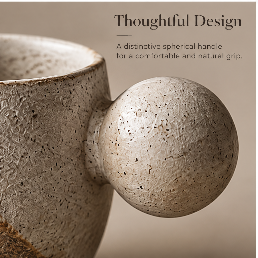 FEASTORI Rustic Earth Ball-Handle Tea Cup