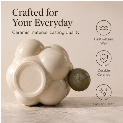 FEASTORI Ivory Bubble Ball-Handle Tea Mug